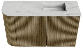 Mondiaz Joya DLux 70cm toiletmeubel ronding links dusk met wastafel faye rechts 1 kraangat opalo