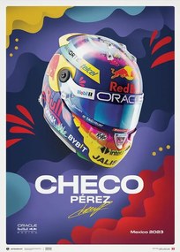 Kunstdruk Oracle Red Bull Racing - Sergio Pérez - Helmet - Mexican Grand Prix - 2023, Automobilist