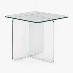 Eliana Vierkante Bijzettafel 50x50 Cm In Gehard Glas Transparant - Sklum