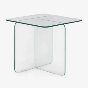 Eliana Vierkante Bijzettafel 50x50 Cm In Gehard Glas Transparant - Sklum