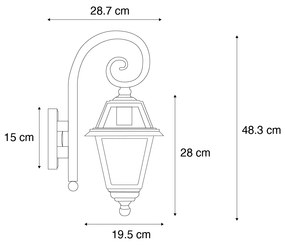 Klassieke buiten wandlantaarn zwart IP44 - Berta Klassiek / Antiek E27 IP44 Buitenverlichting vierkant