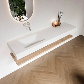 Zaro Alan badmeubel 170cm met planchet washed oak en vrijhangende wastafel cloud links zonder kraangat talc