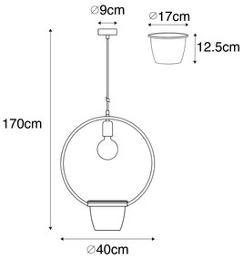 Moderne hanglamp zwart met glas rond - Roslini Modern E27 Binnenverlichting Lamp