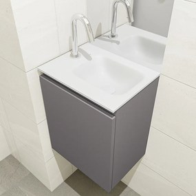 Mondiaz Olan 40cm toiletmeubel dark grey met wastafel talc rechts 1 kraangat