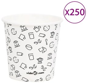 vidaXL 250 st Koffiebekers 120 ml papier wit en zwart