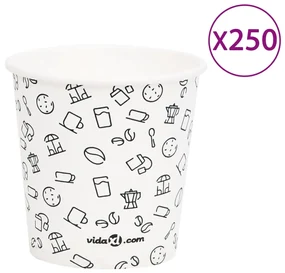 vidaXL 250 st Koffiebekers 120 ml papier wit en zwart