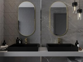 Mexen Loft ovale badkamerspiegel 100 x 50 cm, frame geborsteld goud - 9851-100-050-000-50
