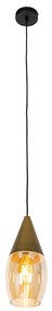 Moderne hanglamp goud met amber glas - Drop