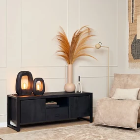 Starfurn Boaz Black Tv-meubel Zwart Mangohout 150 Cm - 150x45x55cm.