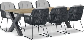 Tuinset 6 personen 240 cm Rope Grijs Domani Furniture Trivento/Cardiff