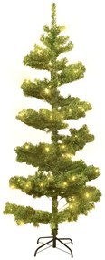 vidaXL Spiraalkerstboom met standaard en LED's 150 cm PVC groen