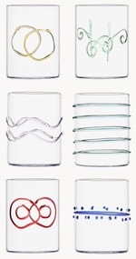Handgemaakte waterglazen Deco' Arlecchino van borosilicaatglas, 6-delig