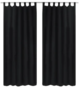 vidaXL Micro-Satijnen Gordijnen met Ringen 140 x 225 cm 2 stuks (Zwart)