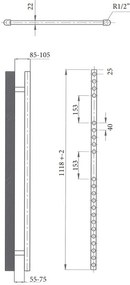 Sanicare elektrische design radiator 60x112cm zilvergrijs met Bluetooth en thermostaat rechts zwart