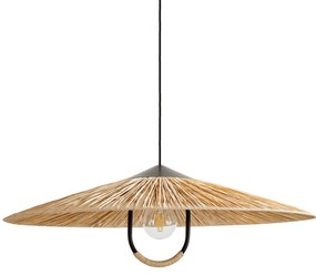 Hanglamp in ijzermetaal en raffia, Super Tanguy