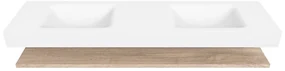 Zaro Alan badmeubel 180cm met planchet washed oak en vrijhangende wastafel cloud dubbel 2 kraangaten talc