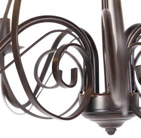 Kroonluchter bruin plissé crème klemkap 5-lichts - Giuseppe