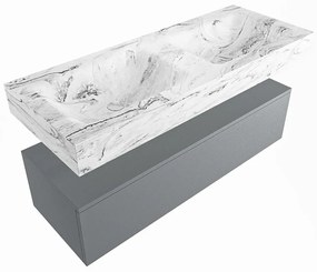 Mondiaz Alan DLux badmeubel 120cm plata 1 lade met wastafel glace dubbel 2 kraangaten