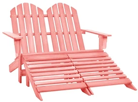 vidaXL Tuinstoel 2-zits Adirondack met voetenbank vurenhout roze