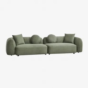 2-delige Modulaire Bank In Chenille Coco Chenille Saliegroen - Sklum