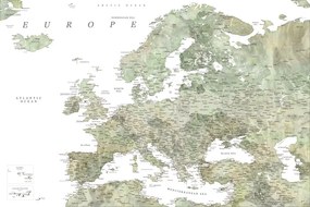 Kaart Detailed map of Europe in green watercolor, Blursbyai