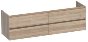 BRAUER Solution Wastafelonderkast - 160x46x50cm - 4 softclose greeploze lades - 2 sifonuitsparing - MFC - legno calore 1887