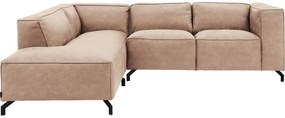Goossens Bank Calvin beige, micro leer, 2-zits, modern design met ligelement links
