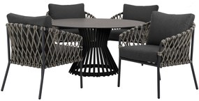 Amalfi Pasadena low dining tuinset 5 delig antraciet