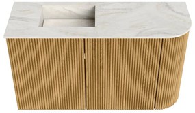 Mondiaz Joya DLux 70cm toiletmeubel ronding rechts oak met wastafel faye links 1 kraangat ostra