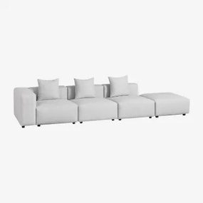 Modulaire Hoekbank Links Met 3 Delen Met Hoge Armleuning En Poef (↔︎370 Cm) Bruna Stof Gris Glacial - Sklum