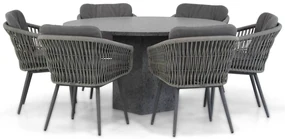 Tuinset Ronde Tuintafel 6 personen 140 cm Rope Grijs Lifestyle Garden Furniture Western/Graniet