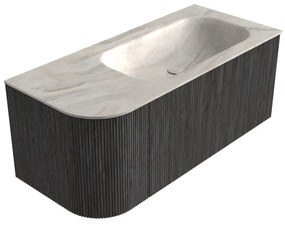 Mondiaz Kurve-dlux 105cm badmeubel ronding links shadow met 1 lade en deur en wastafel big small rechts zonder kraangat ostra