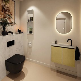 Mondiaz Ture DLux toiletmeubel 60cm oro met wastafel opalo rechts met kraangat