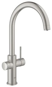 GROHE Blue Home Keukenkraan - 1-gats - C-uitloop - starterkit - Wifi - bleutooth - chilled en sparkling water - supersteel 31455DC1