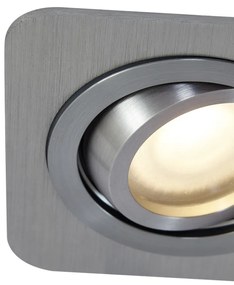 Buitenlamp Set van 6 afgeronde inbouwspots gunmetal GU10 50mm draai- en kantelbaar IP44 - Alberto Modern GU10 IP44 Buitenverlichting vierkant Lamp