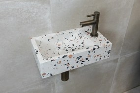 Saniclear Terrazzo fonteinset met rechte kraan in verouderd messing