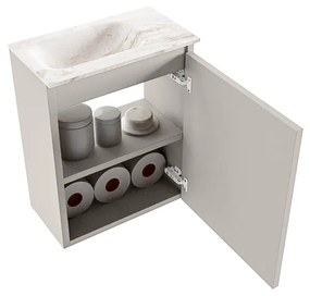 Mondiaz Ture DLux toiletmeubel 40cm linen met wastafel frappe links met kraangat