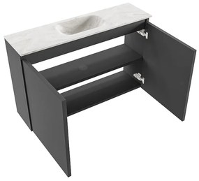 Mondiaz Ture DLux toiletmeubel 80cm dark grey met wastafel ostra midden zonder kraangat