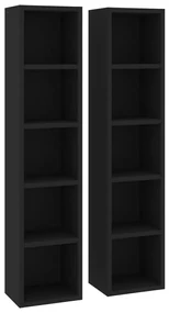 vidaXL Cd-kasten 2 st 21x16x93,5 spaanplaat zwart