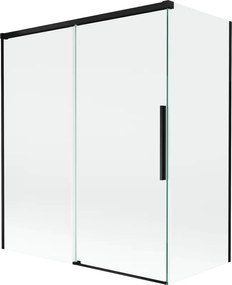 Mexen Rox badwand vouwscherm 2-delig schuifbaar 140 + 70 x 150 cm, transparant, zwart - 8C9-140-070-70-00