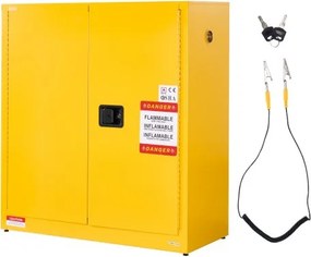 VEVOR Brandblusserkast, brandblussbare opbergkast (110 L) met verstelbare plank, brandblusserkasten gemaakt van koudgewalst en gegalvaniseerd staal, gele beschermende kast voor gevaarlijke stoffen