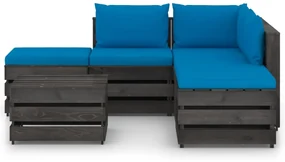vidaXL 6-delige Loungeset met kussens grijs geïmpregneerd hout
