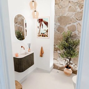 Mondiaz Joya DLux 65cm toiletmeubel ronding links/rechts shadow met wastafel faye midden zonder kraangat meli
