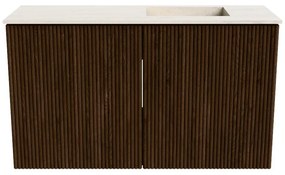 Mondiaz Joya DLux 70cm toiletmeubel walnut met wastafel faye rechts 1 kraangat meli
