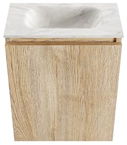 Mondiaz Ture DLux toiletmeubel 40cm washed oak met wastafel ostra midden zonder kraangat