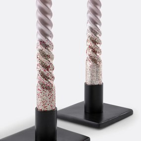 Set van 2 gedraaide kaarsen met glitters, Caspar