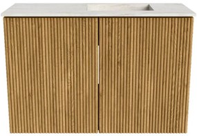 Mondiaz Joya DLux 60cm toiletmeubel oak met wastafel faye rechts zonder kraangat ostra