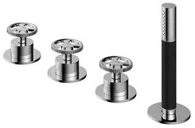 Hotbath Cobber @work 4-gats inbouwbadrandcombinatie met 2 mengkraan knoppen met omstel en handdouche chroom CW074CR