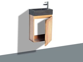 Lambini Designs Wood Stone toiletmeubel eiken met natuursteen rechts, kraangat links