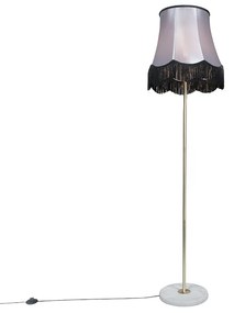 Vloerlamp messing met Granny B kap zwart-grijs 45 cm - Kaso